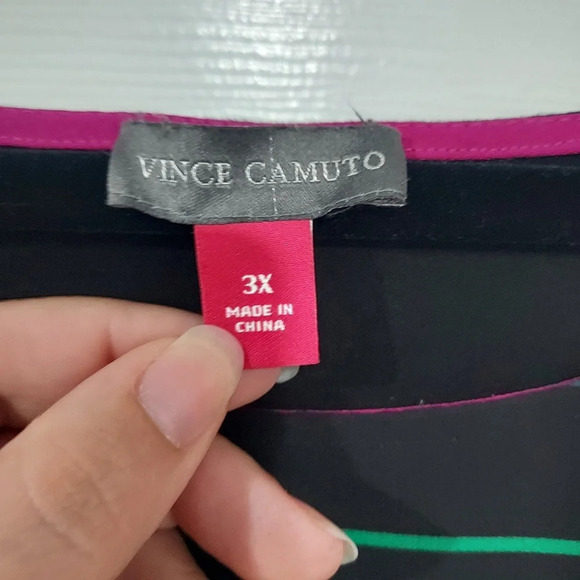 Vince Camuto Multicolored Black Striped Sleeveless Blouse in Size 3X - Picture 2 of 11